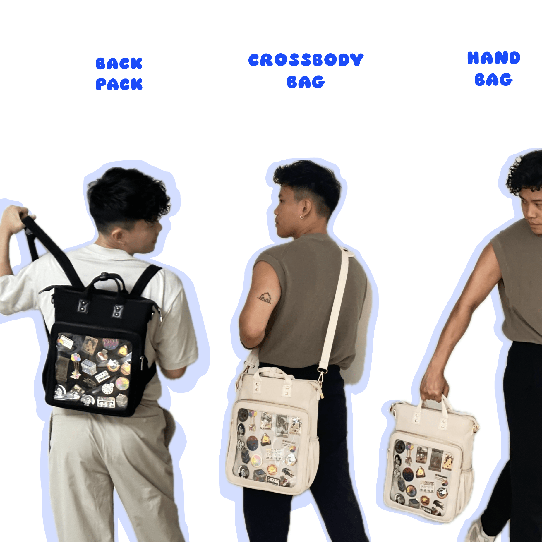 pinbuds Bags 3 in 1 Pin ITA Tote Backpack/Bag Corduroy (Black)