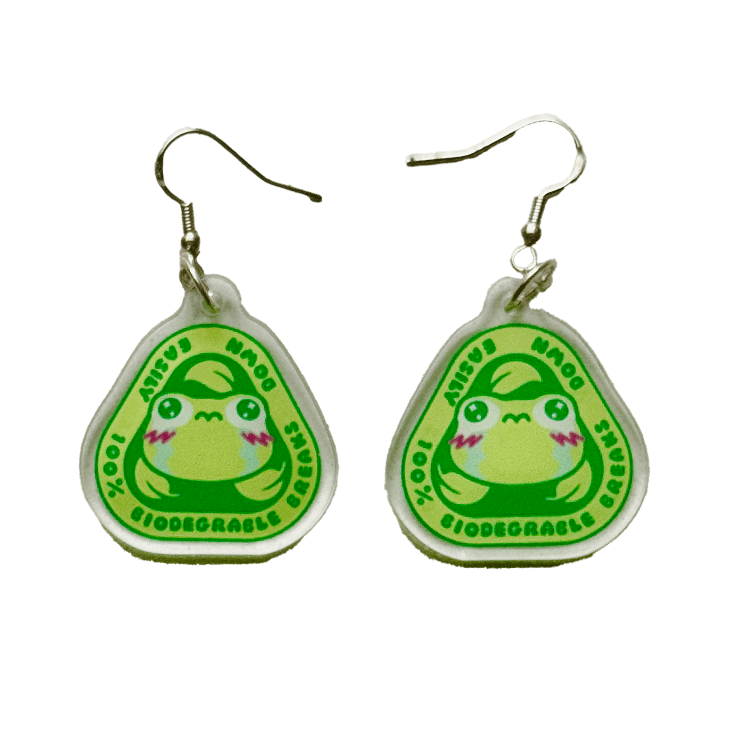 Pinbuds Earrings Biodegradable frog breaks down easily acrylic earrings pair