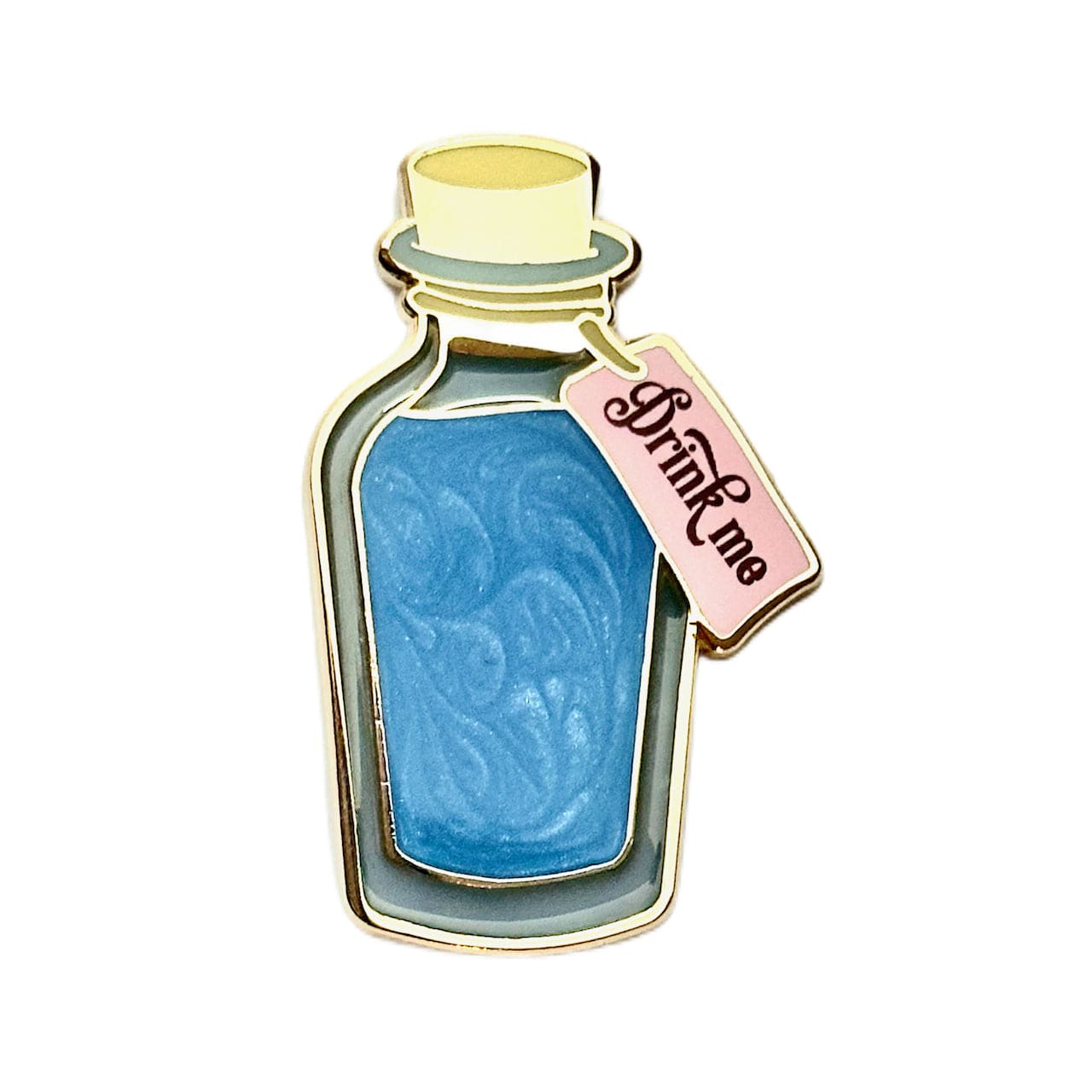 Pinbuds Enamel pin Drink me potion pin from Alice in wonderland (stainglass & pearlescent)