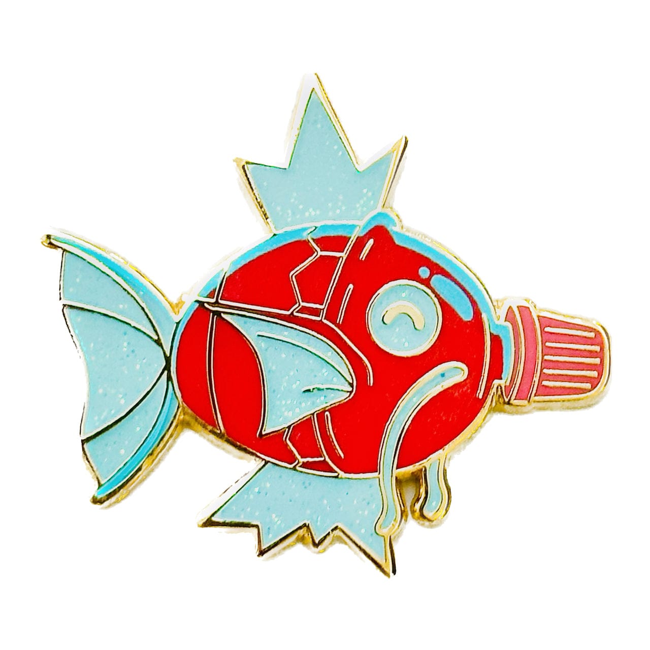 Pinbuds Enamel pin Magik sauce pin (Glitters, Magikarp & Soy Sauce fish mashup)