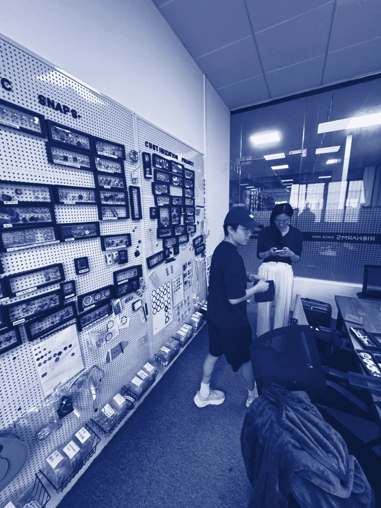 Choosing hardware from a supplier's sample wall