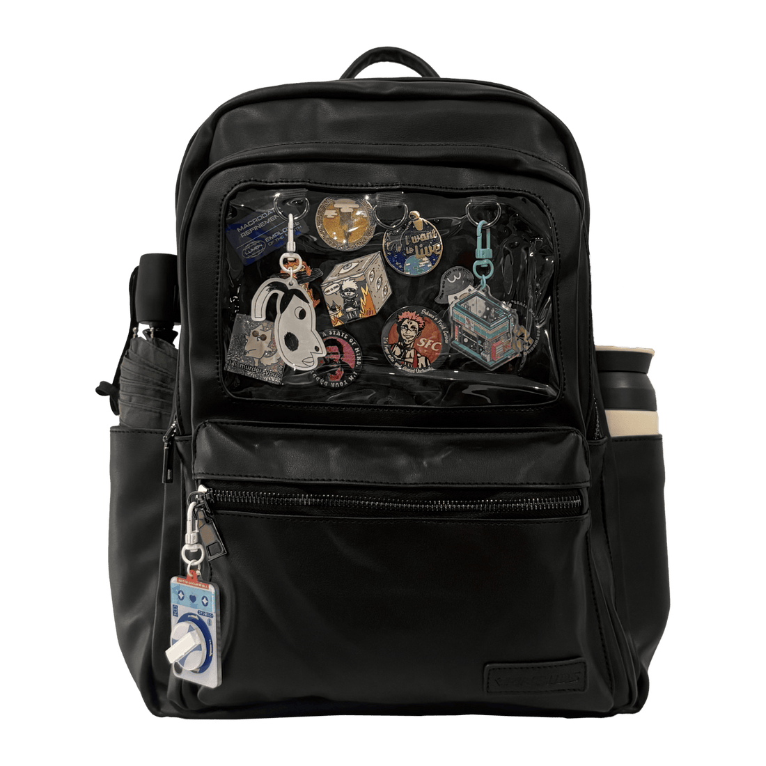 ITA 15" Daily Backpack Pro - front window full of pins