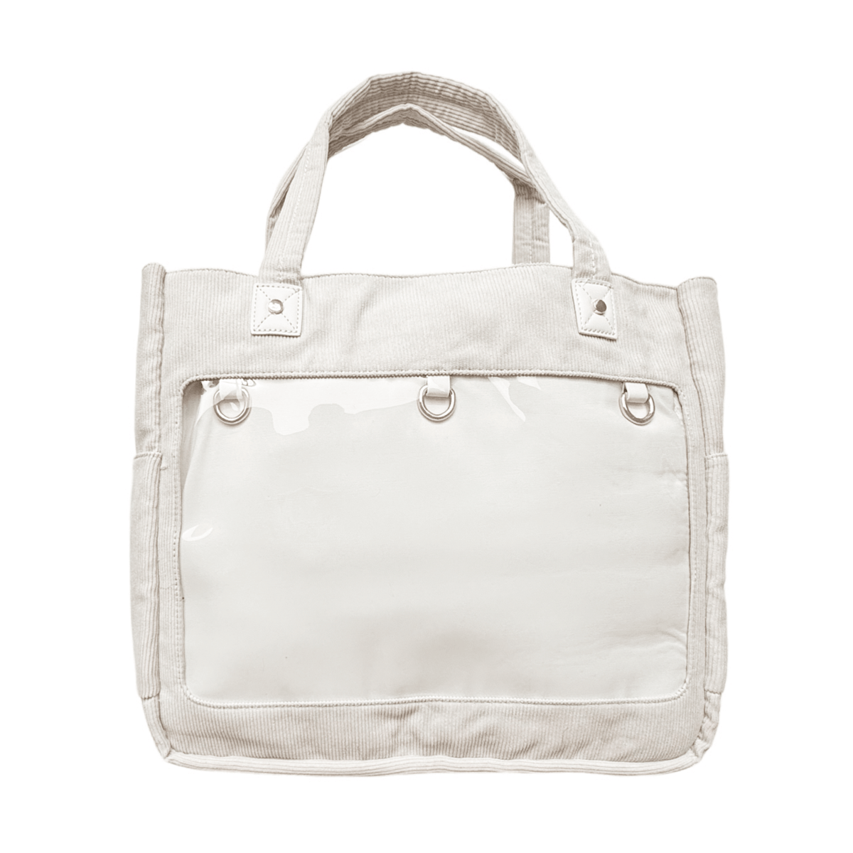 Corduroy ITA tote 17", beige, empty pin window with D-rings