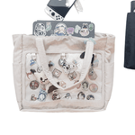 Corduroy ITA tote 17", beige, laptop and Switch packed inside