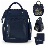 Dual window ITA backpack 15", navy, front with pins and two pin inserts