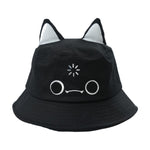 Dissociating Cat Bucket Hat (black, embroidered) Hat