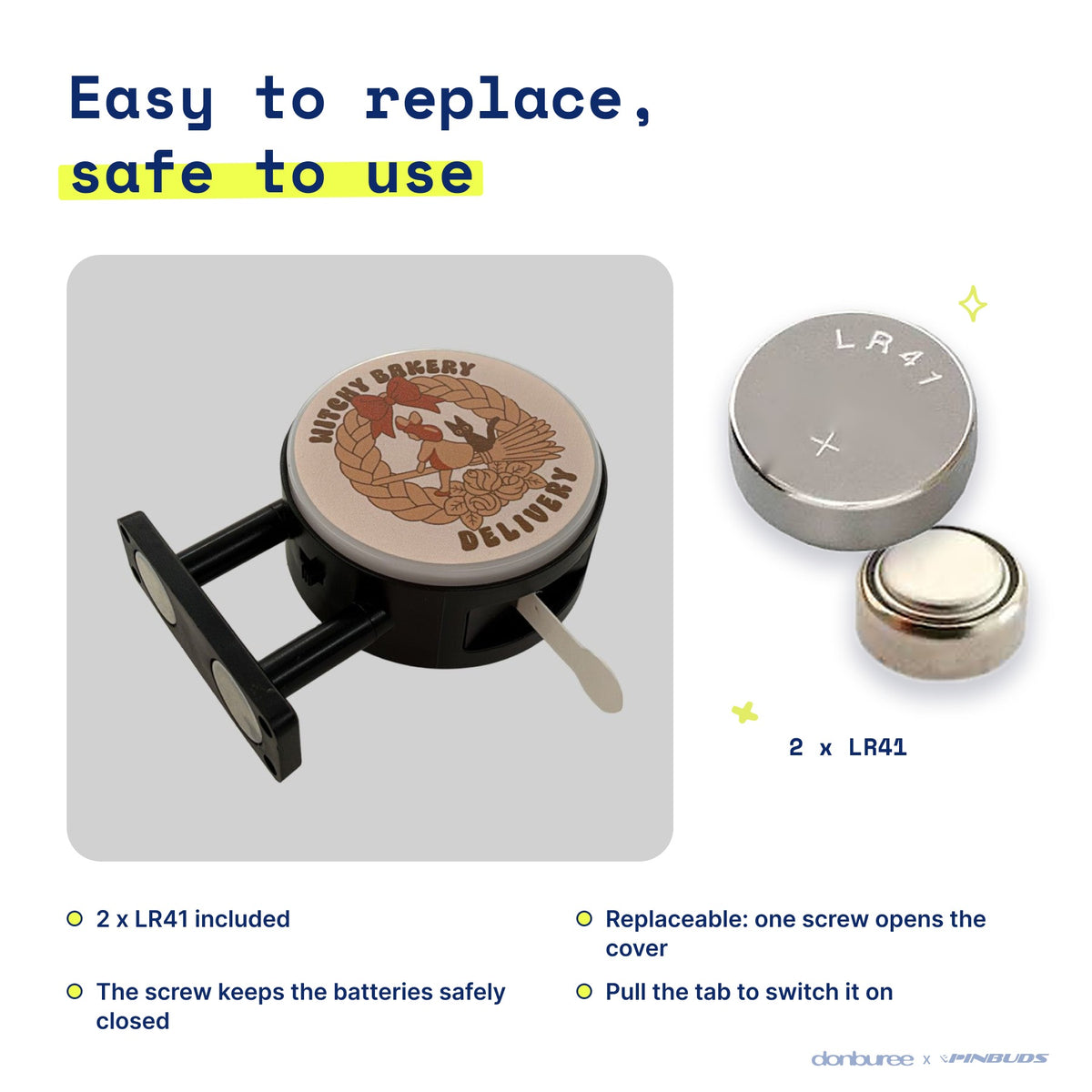 Bakery Delivery Magnet Light by Donburee x Pinbuds, easy to replace and safe to use battery