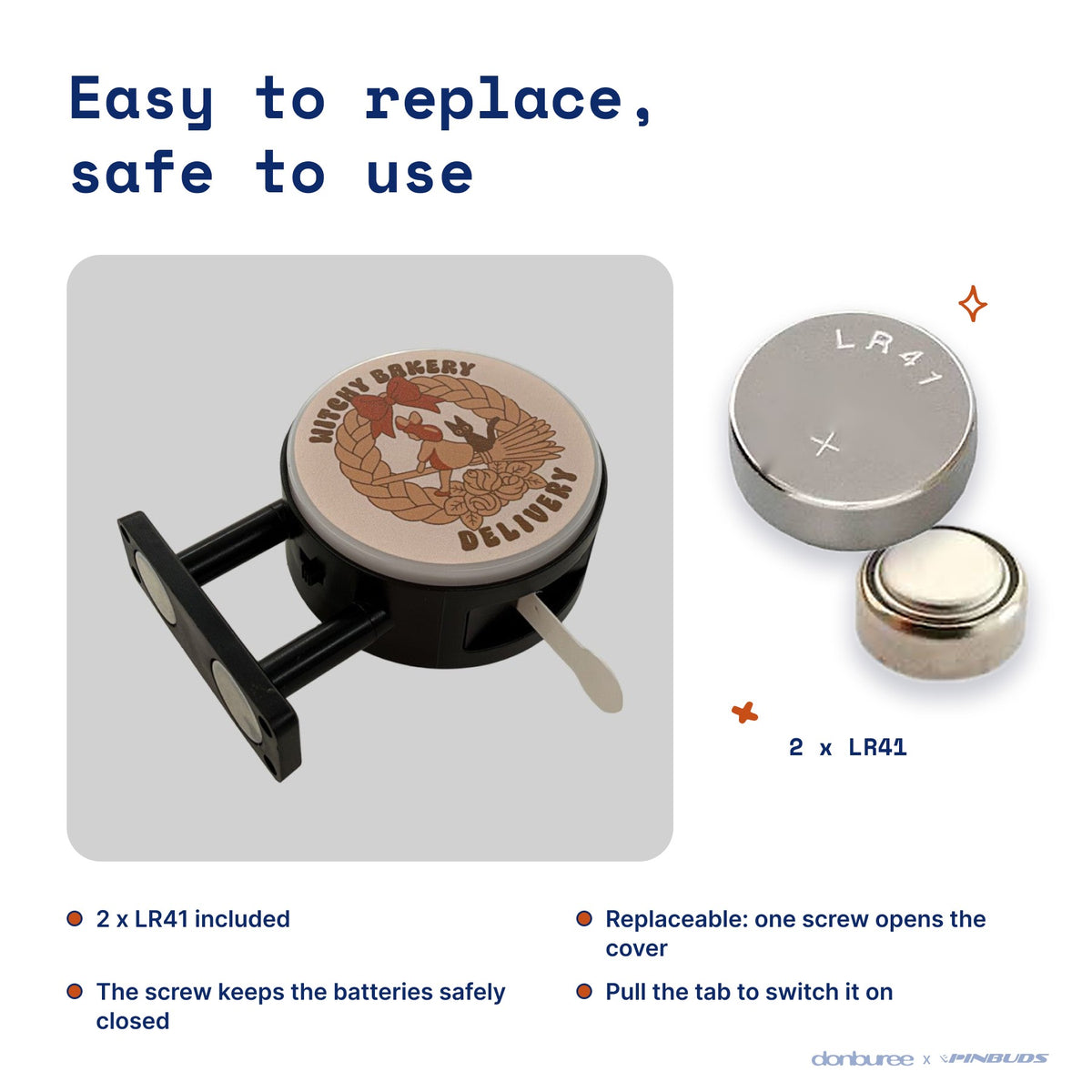 Bakery Delivery Magnet Light by Donburee x Pinbuds, easy to replace and safe to use battery