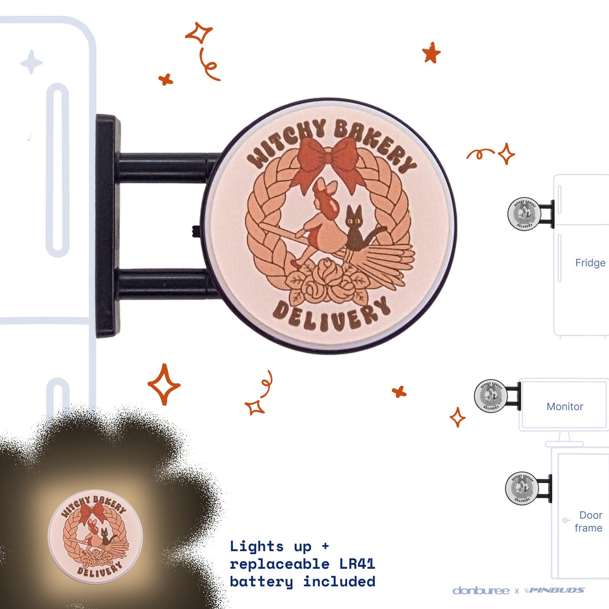 Bakery Delivery Magnet Light by Donburee x Pinbuds, main product photo