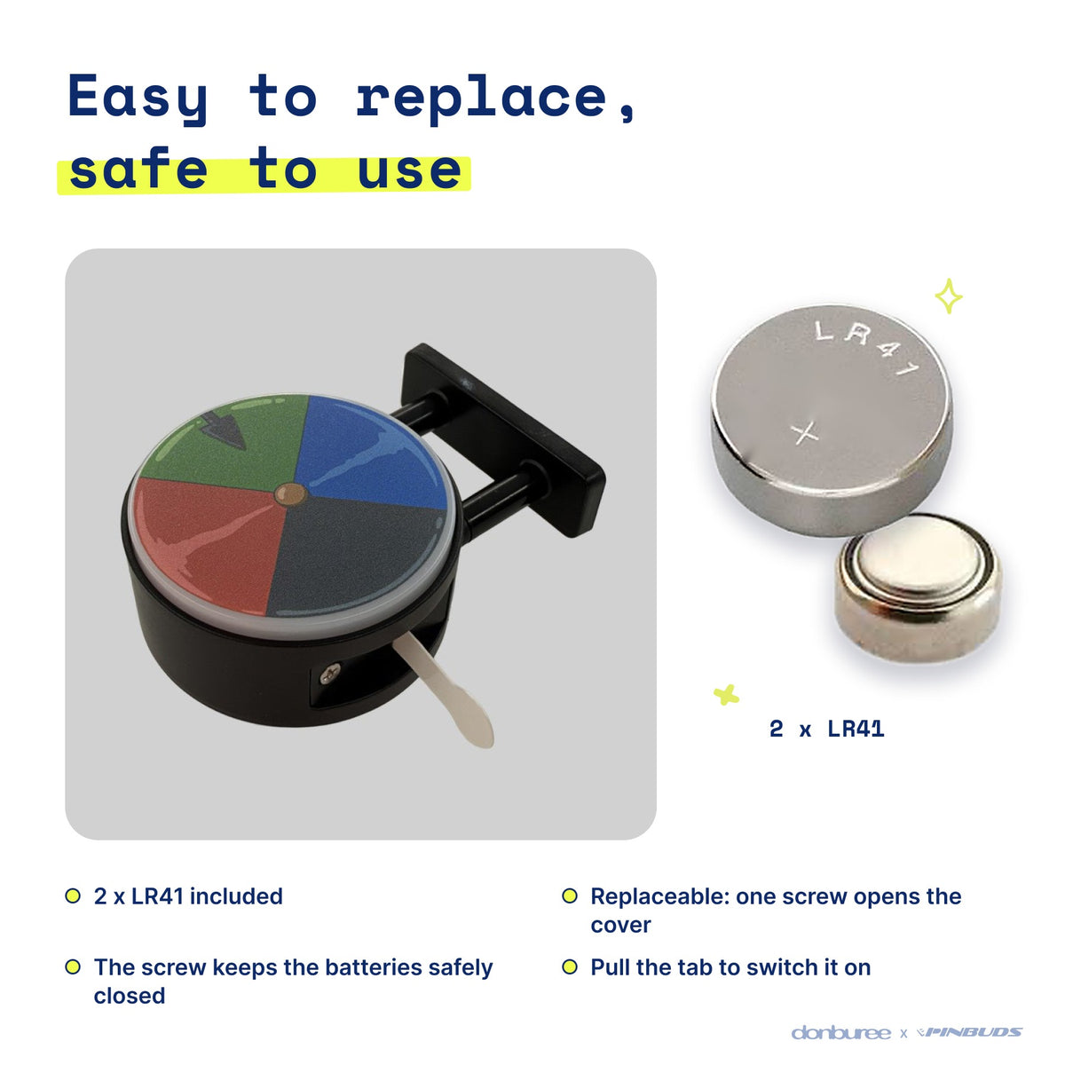 Castle Door Magnet Light by Donburee x Pinbuds, easy to replace and safe to use battery