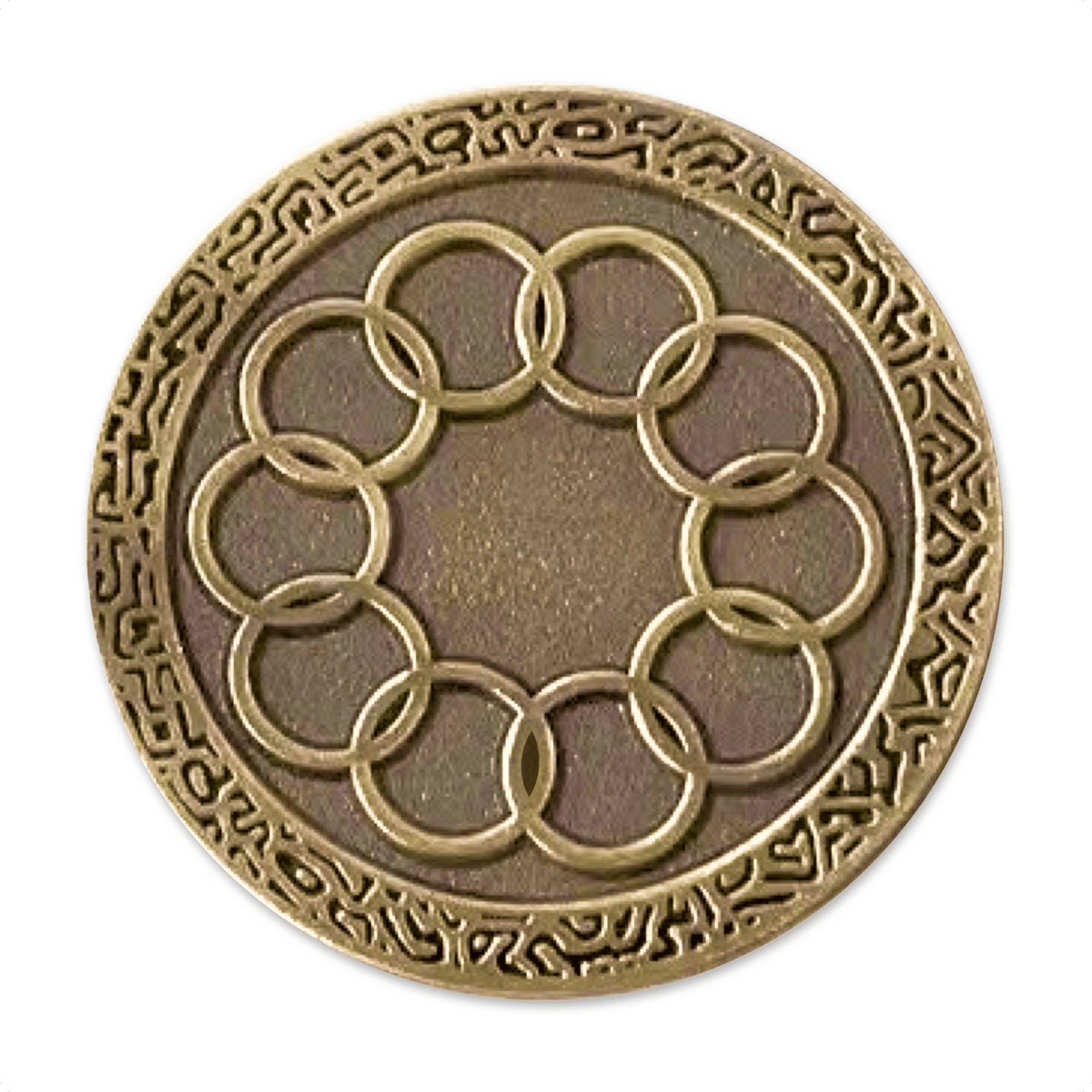 Ten rings enamel pin, antique gold, front