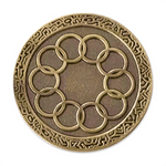 Ten rings enamel pin, antique gold, front