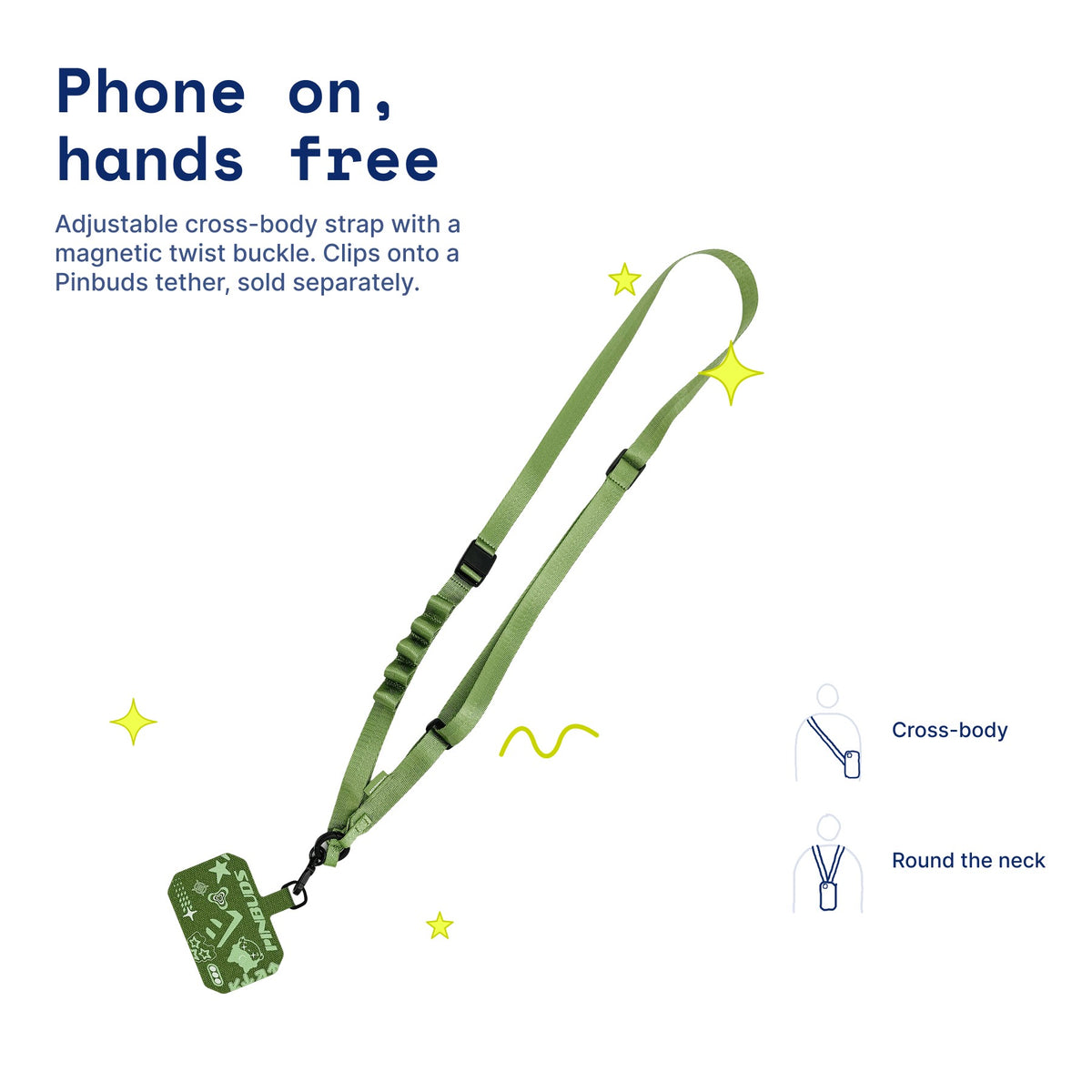 Cross-Body Phone Lanyard Strap by Pinbuds, main product photo