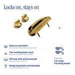 D-Ring Pins (2-Pack) by Pinbuds, specs: two locking backs, works on any fabric