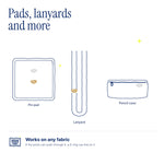 D-Ring Pins (2-Pack) by Pinbuds, on pin pads, lanyards and pencil cases