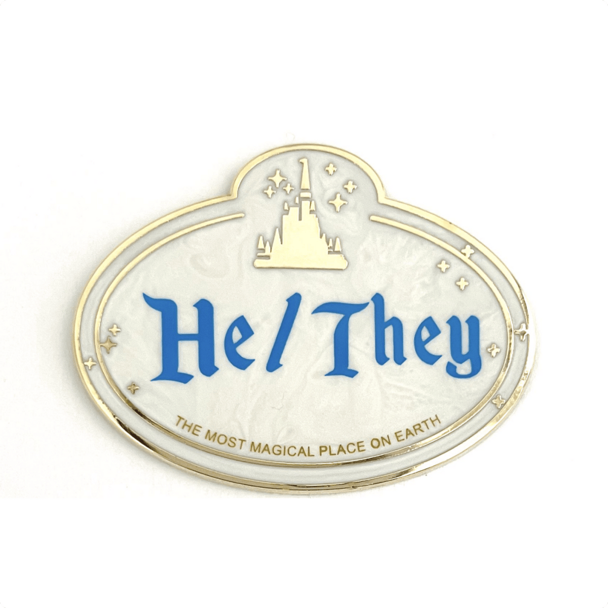 Pronoun Name Tag Pin (He/They)
