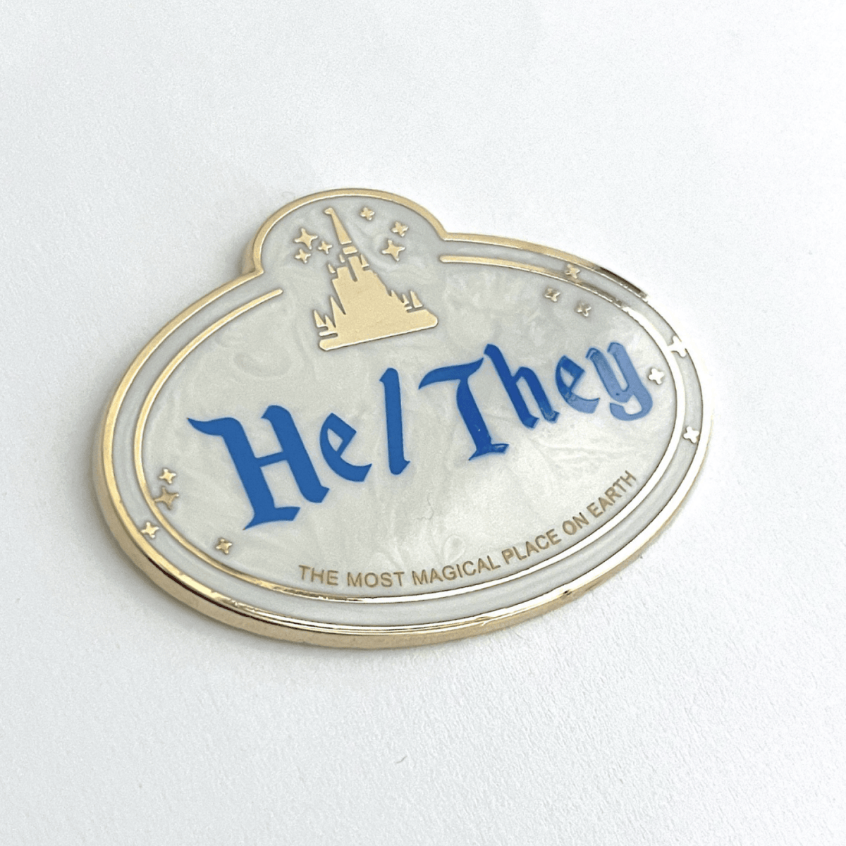 Pronoun Name Tag Pin (He/They)