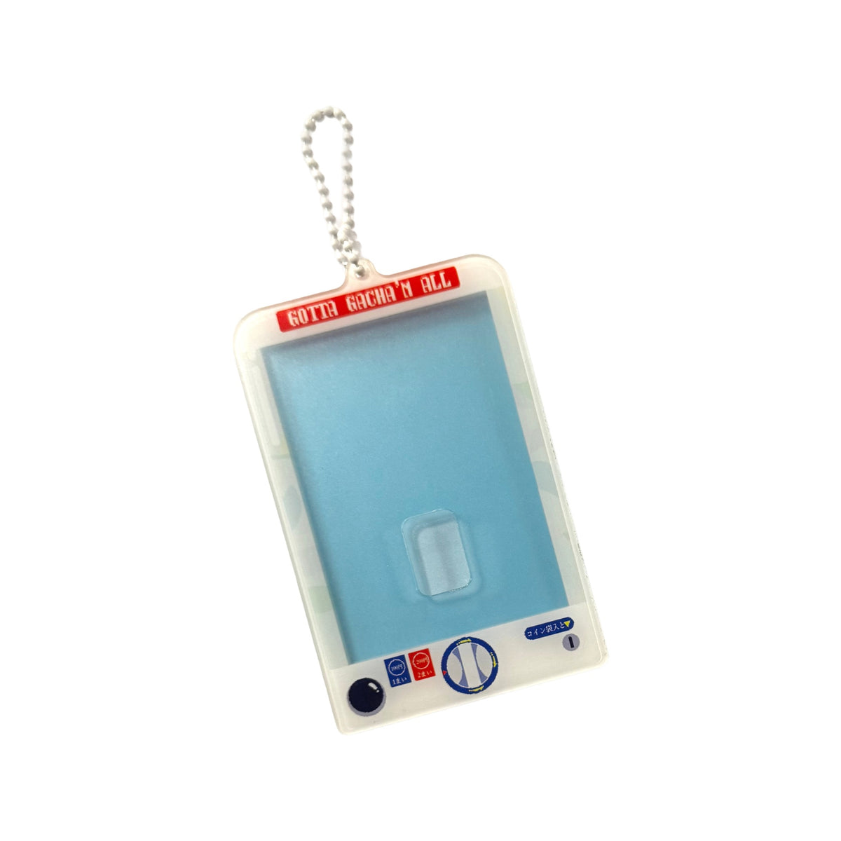 Gacha Machine Photocard Holder by Pinbuds, front of the photocard holder