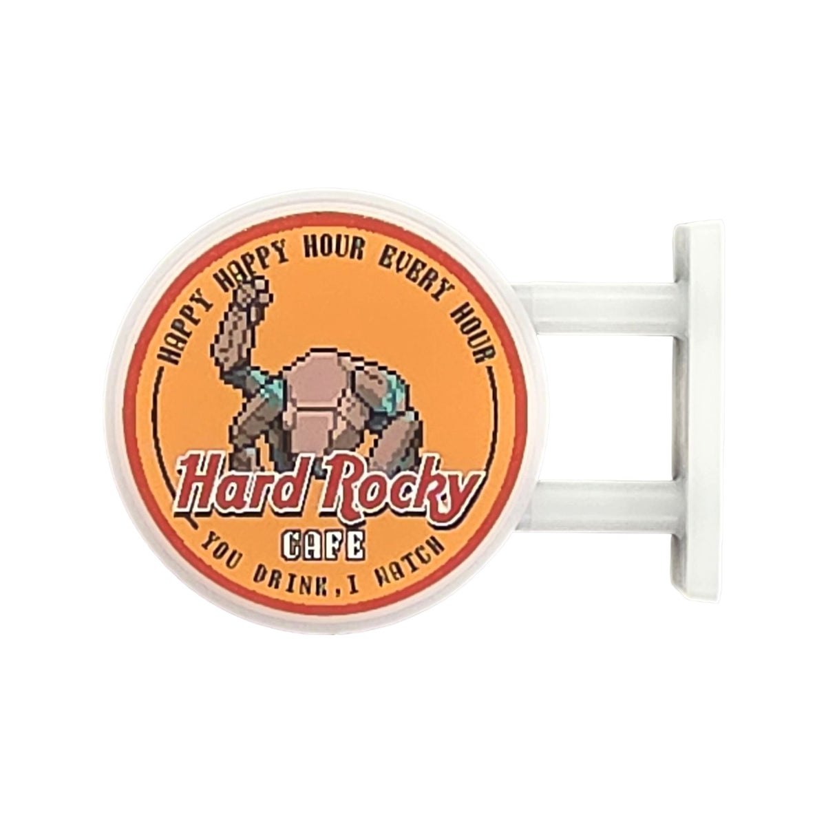 Hard Rocky Cafe Magnet Light by Pinbuds, in daylight, unlit