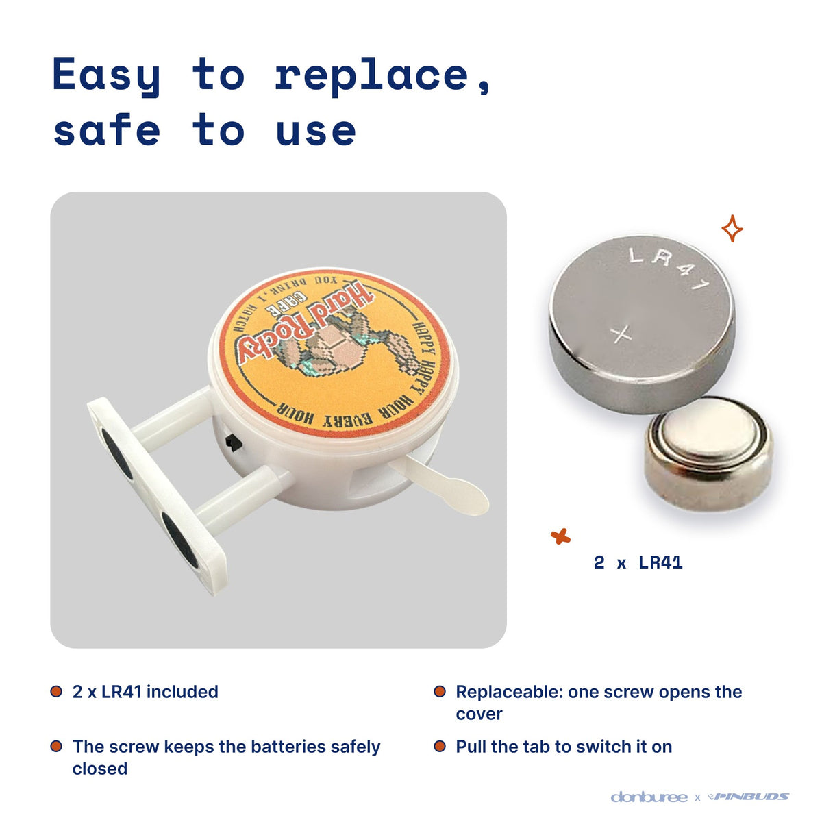 Hard Rocky Cafe Magnet Light by Donburee x Pinbuds, easy to replace and safe to use battery
