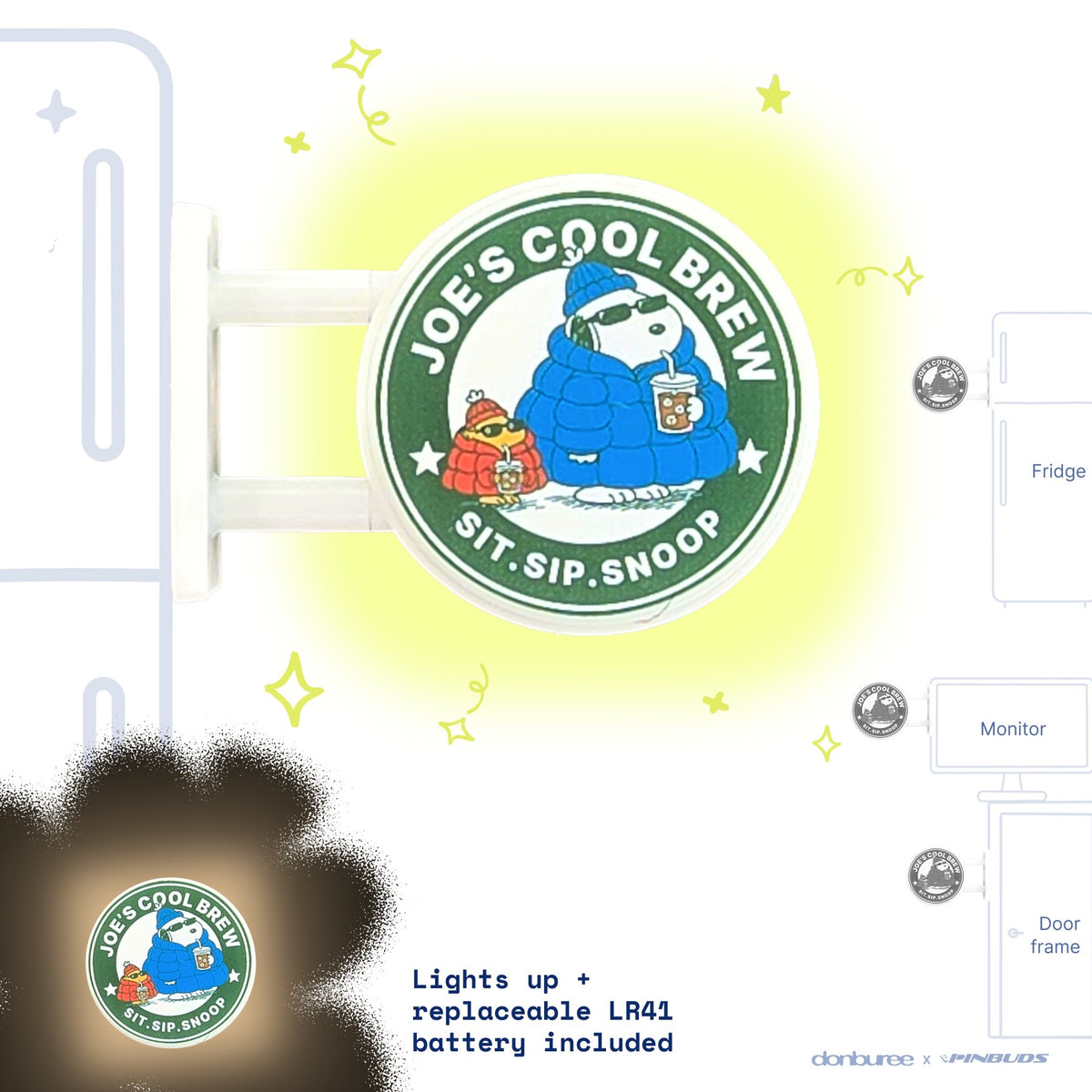 Joe's Cool Brew Magnet Light by Donburee x Pinbuds, main product photo