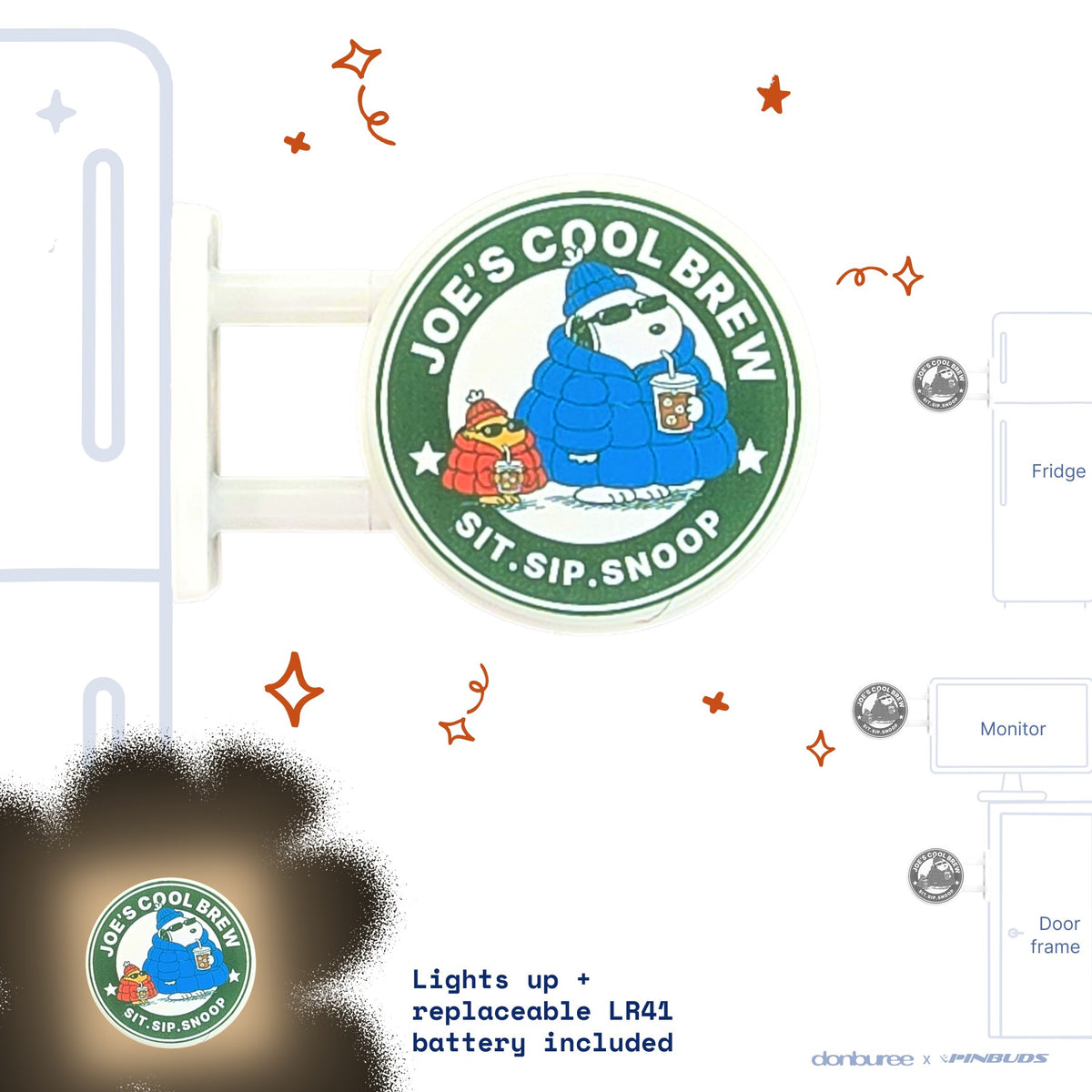 Joe's Cool Brew Magnet Light by Donburee x Pinbuds, main product photo