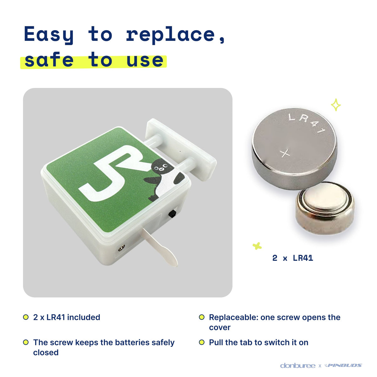 Penguin Station Magnet Light by Donburee x Pinbuds, easy to replace and safe to use battery
