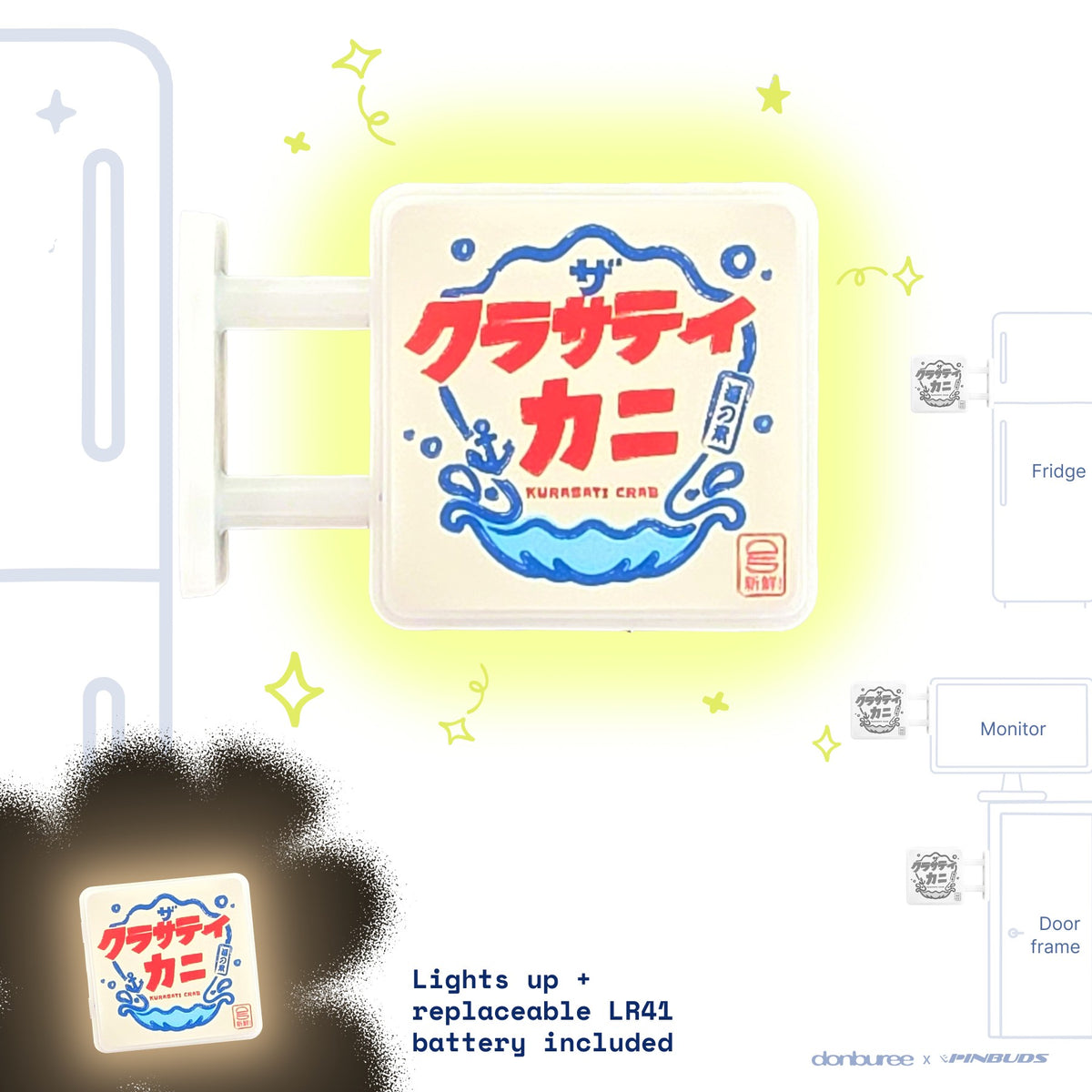 Kurasati Krab Magnet Light by Donburee x Pinbuds, main product photo