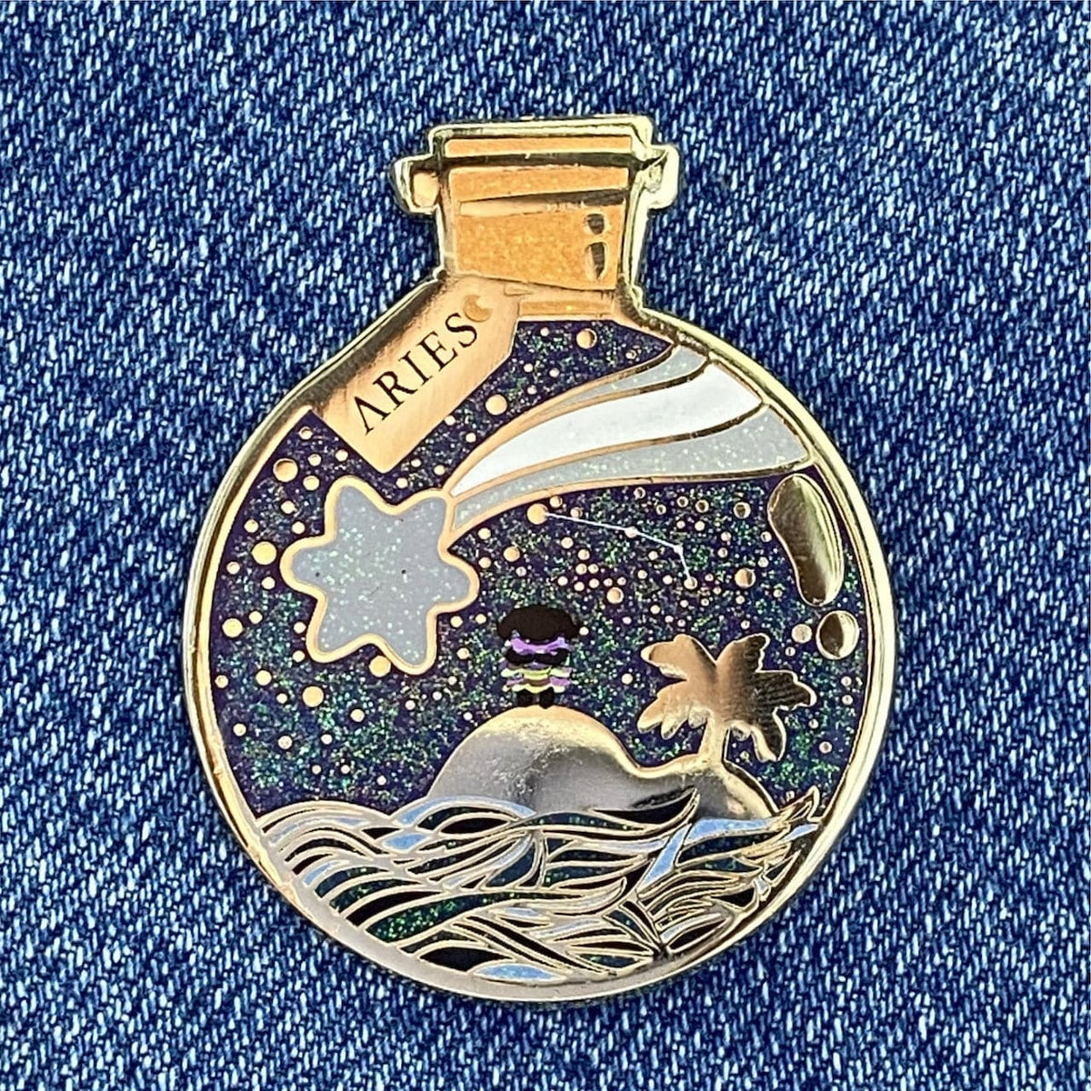 Aries Wishing Animal enamel pin, hard enamel