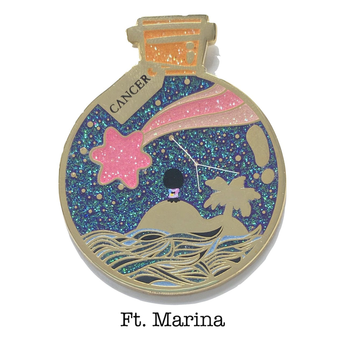 Cancer Wishing Animal enamel pin, gold plating
