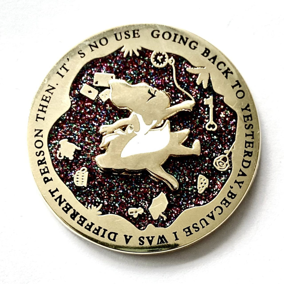 Down the Rabbit Hole Spinner enamel pin, hard enamel