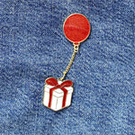 Floating Gift Box enamel pin, glitter