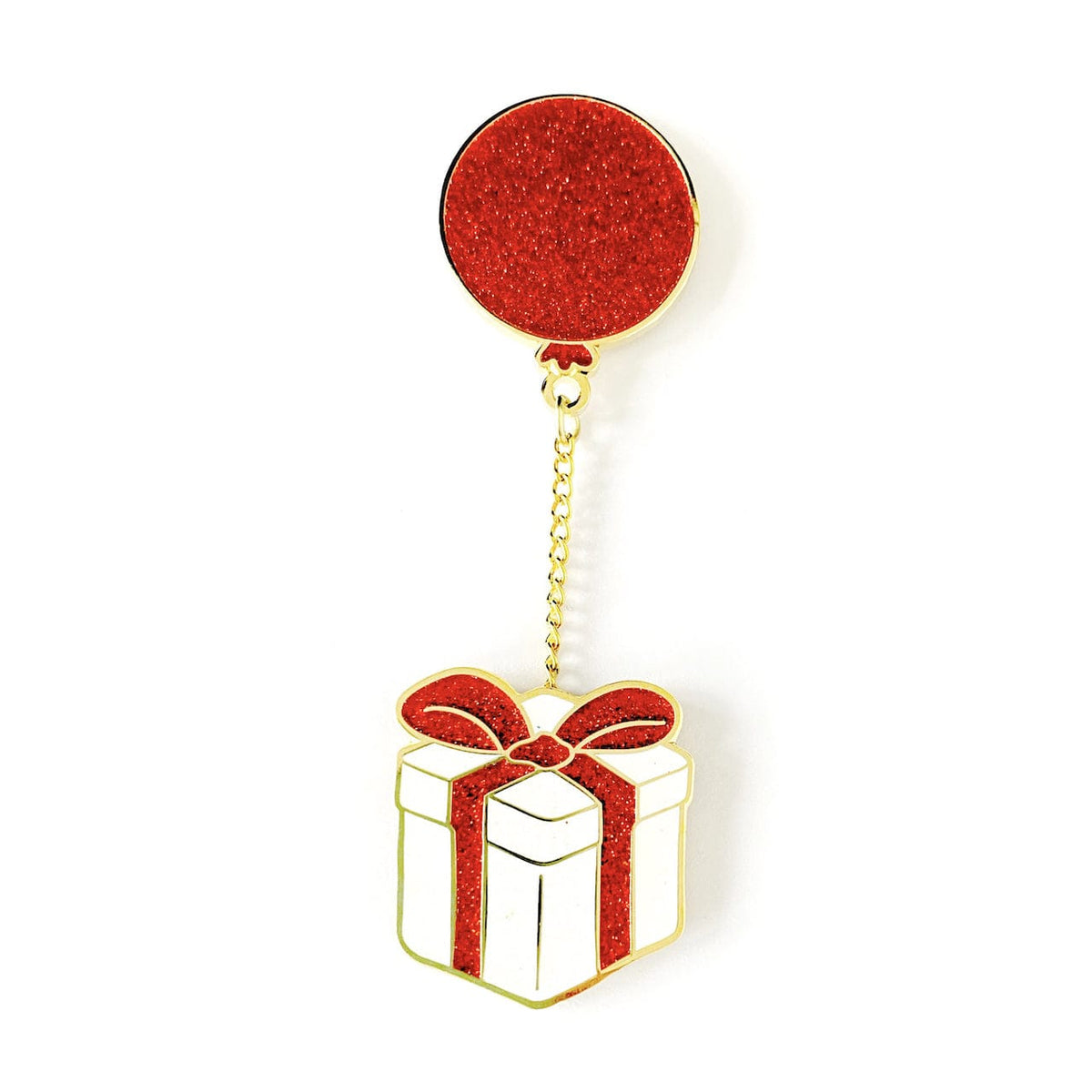 Floating Gift Box enamel pin, gold plating