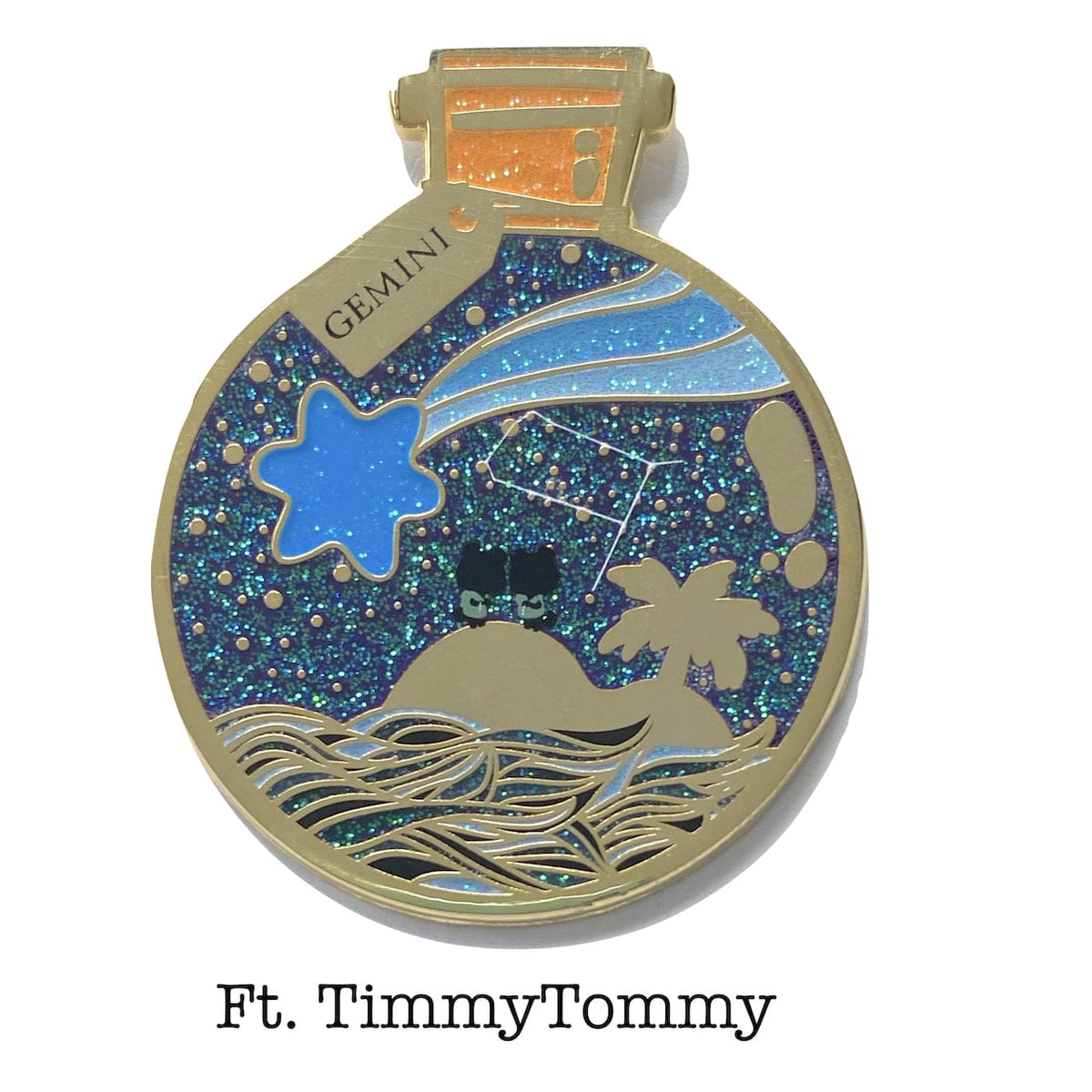 Gemini Wishing Animal enamel pin, gold plating