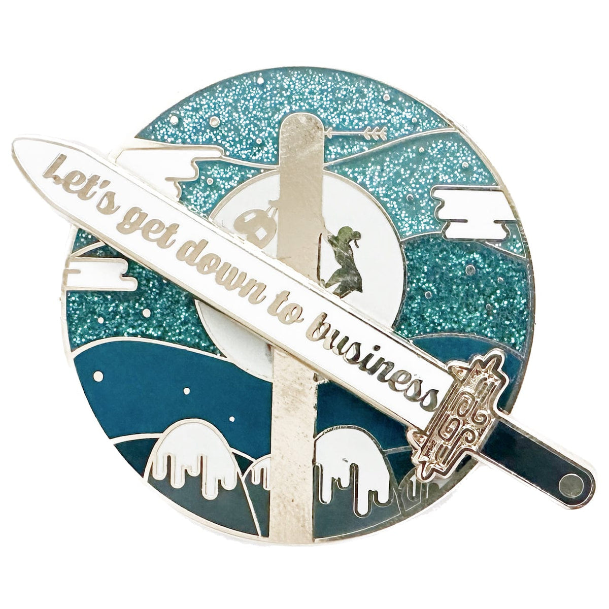Get Down to Business Spinner enamel pin, gold plating