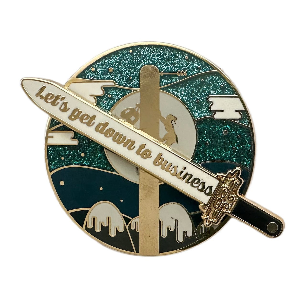 Get Down to Business Spinner enamel pin, designed in Sydney