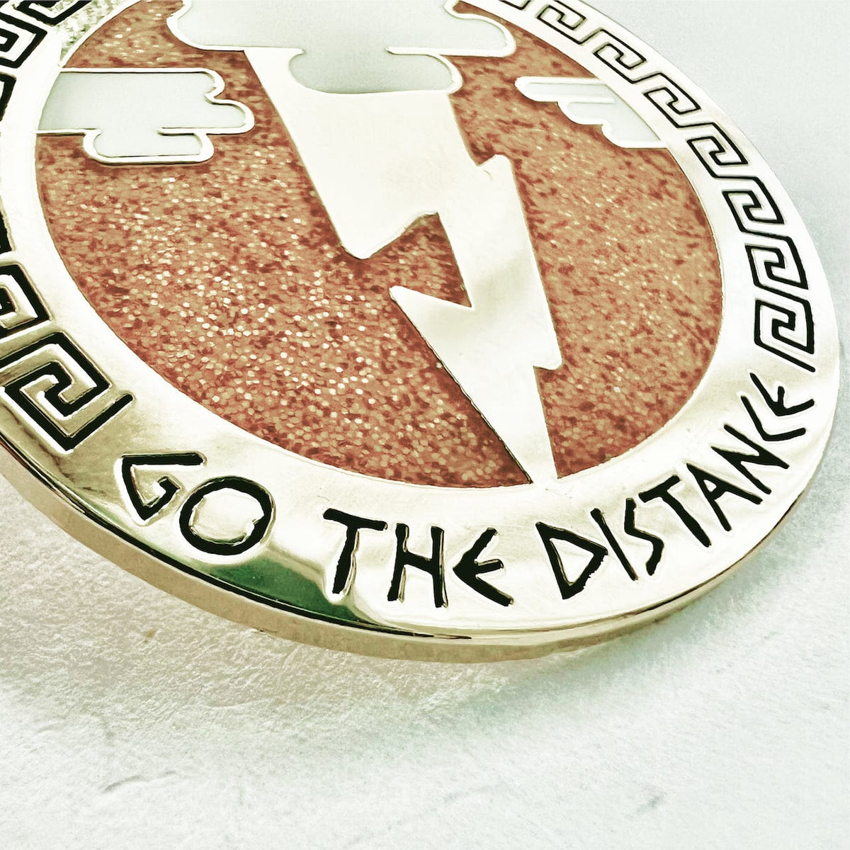 Go the Distance enamel pin, gold plating
