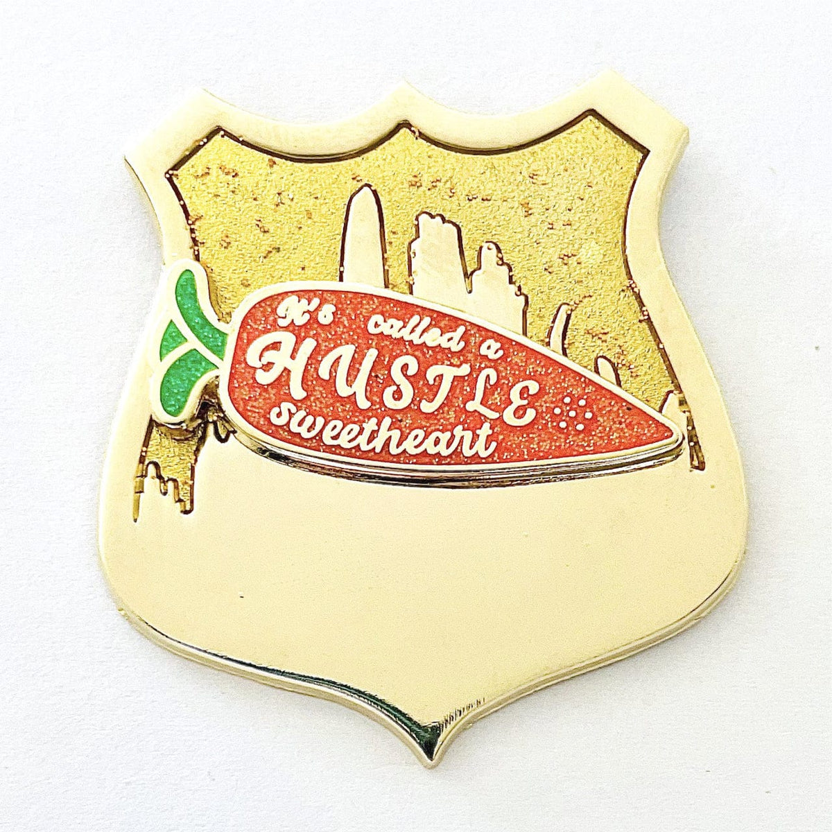 Hustle Sweetheart Spinner enamel pin, hard enamel