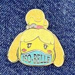 Iso-belle enamel pin, gold plating