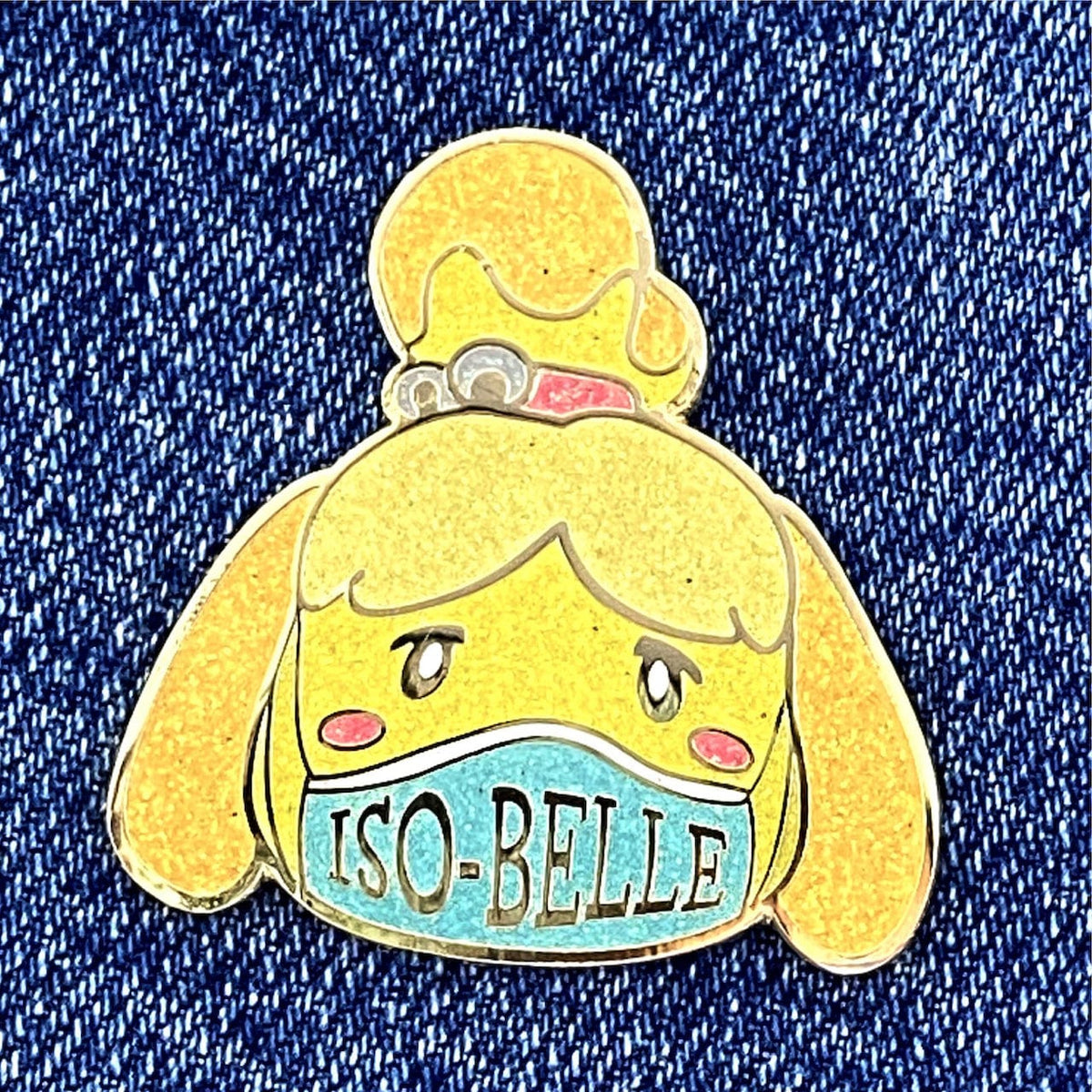 Iso-belle enamel pin, gold plating