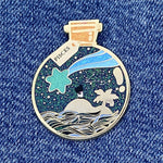 Pisces Wishing Animal enamel pin, glitter