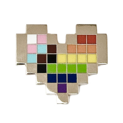 Rainbow Pixel Heart Pin