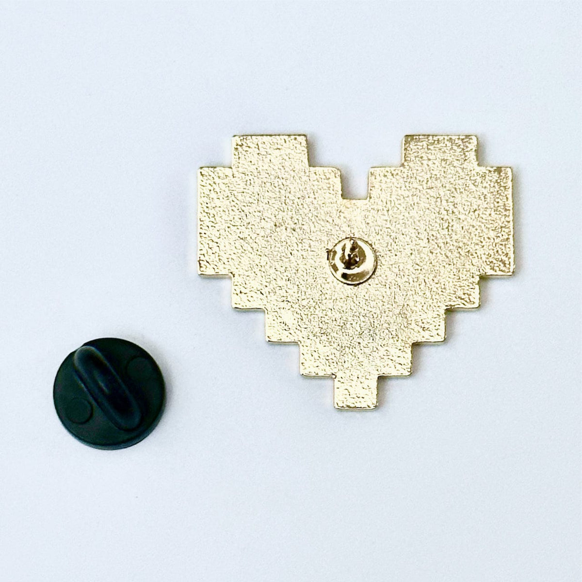 Rainbow Pixel Heart enamel pin, hard enamel