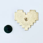 Rainbow Pixel Heart enamel pin, hard enamel