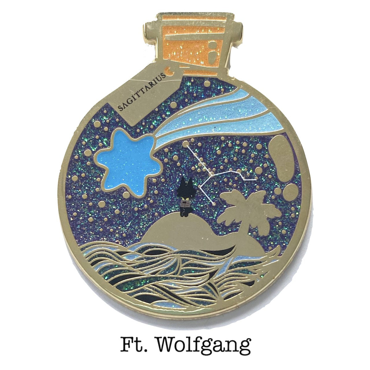 Sagittarius Wishing Animal enamel pin, gold plating