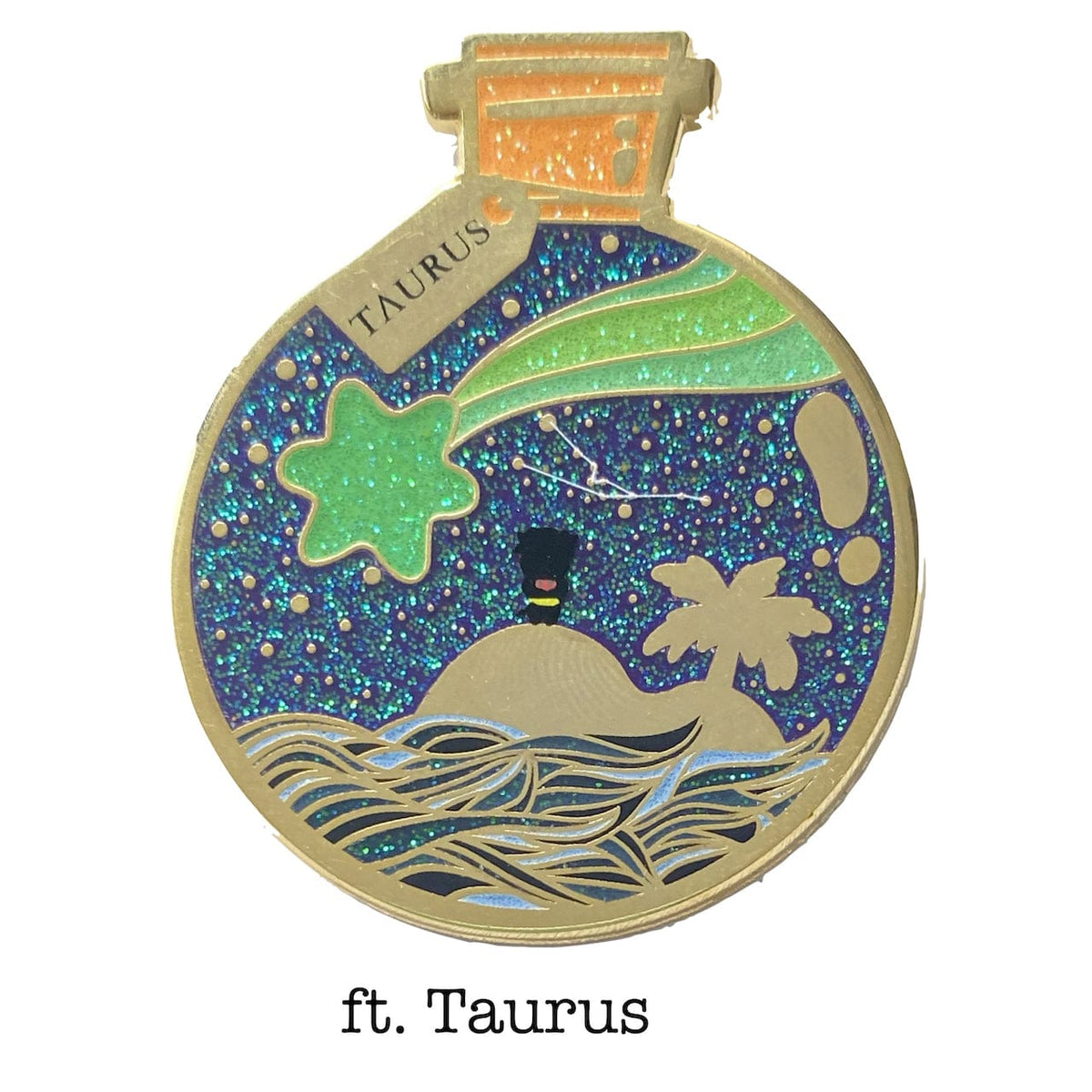 Taurus Wishing Animal enamel pin, gold plating