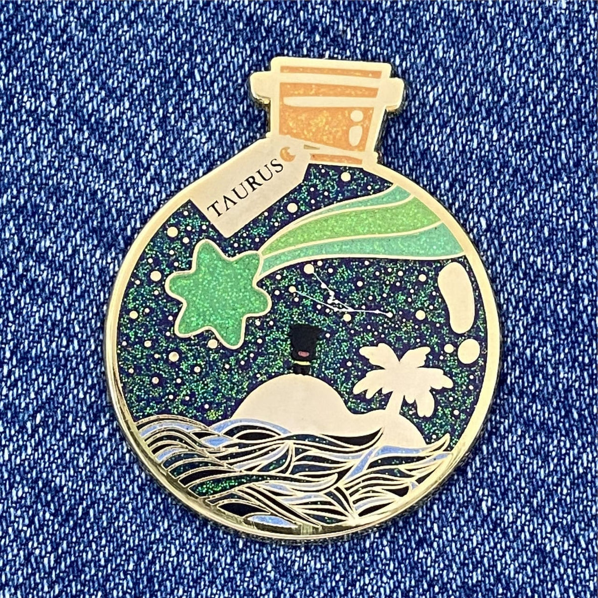Taurus Wishing Animal enamel pin, hard enamel