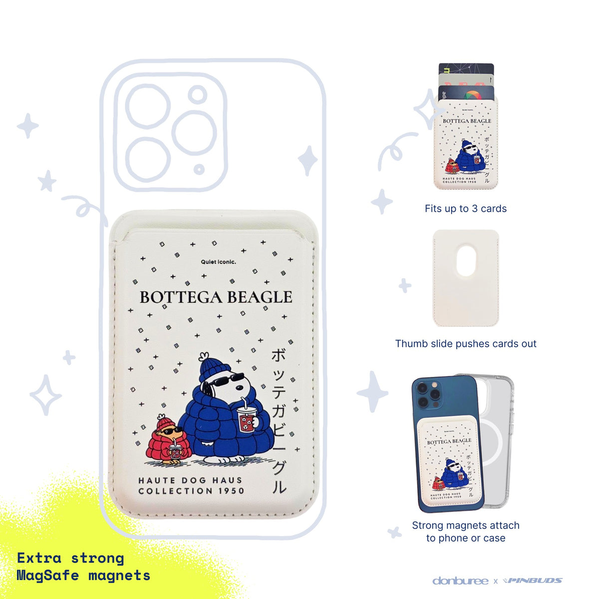 Bottega Beagle MagSafe Phone Wallet by Donburee x Pinbuds, main product photo
