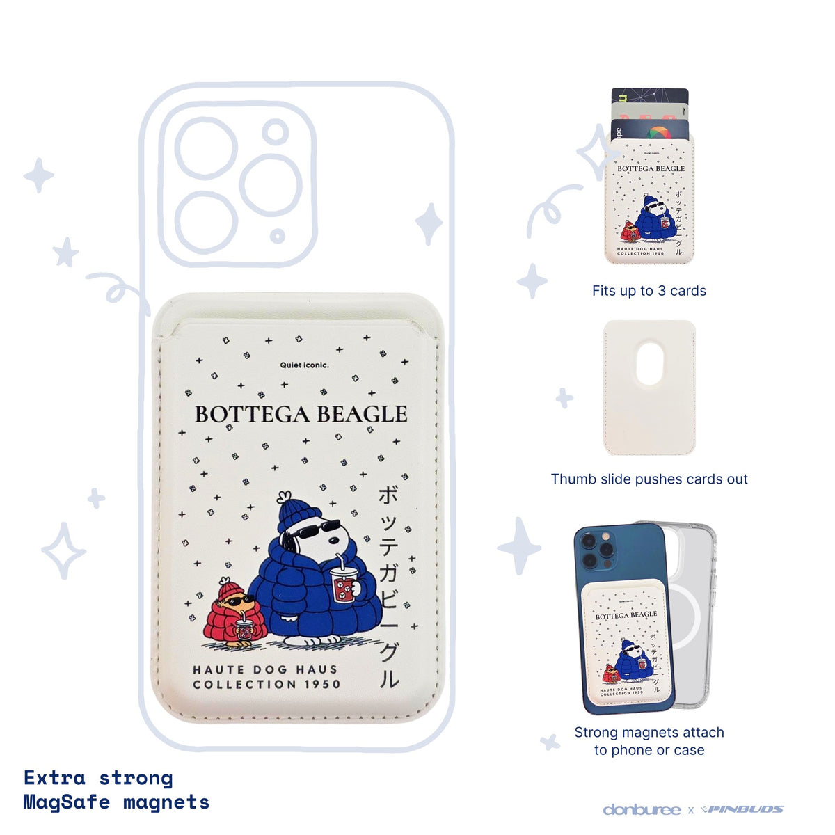 Bottega Beagle MagSafe Phone Wallet by Donburee x Pinbuds, main product photo