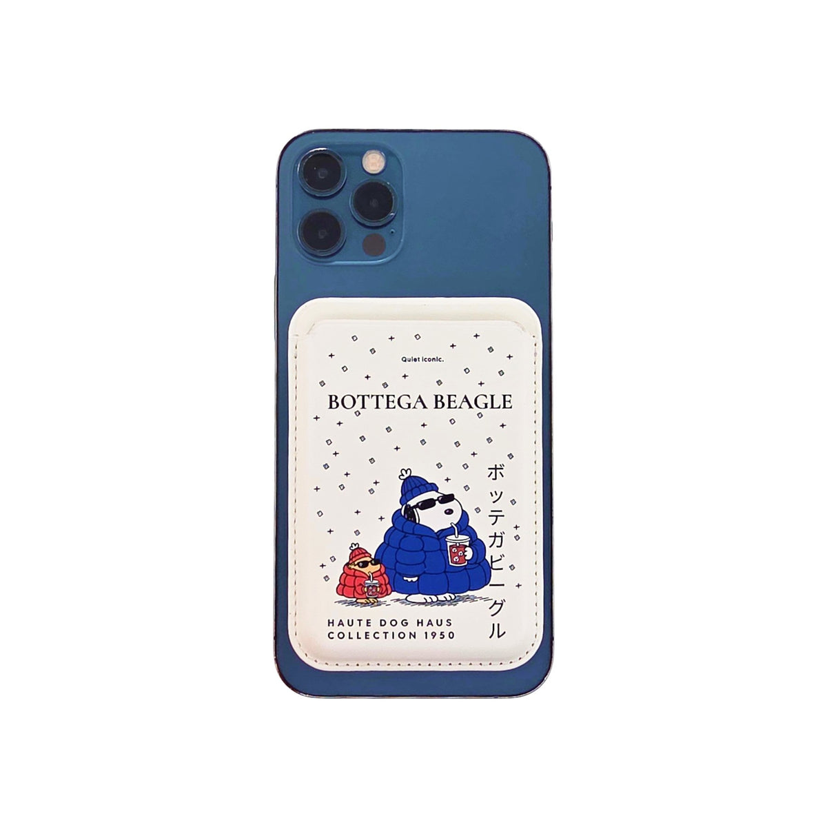 Bottega Beagle MagSafe Phone Wallet by Donburee x Pinbuds, angled view 1 of 5